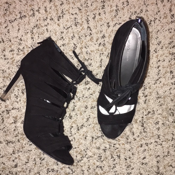 BCBG Generation black lace up heels - Picture 1 of 4